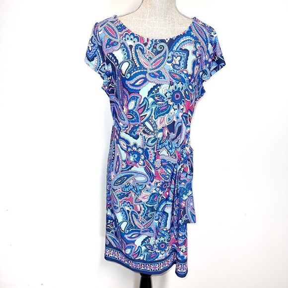 NWT Talbots Faux Wrap Paisley Jersey Shift  Dress Plus Petite Womens 1XP - Picture 2 of 8